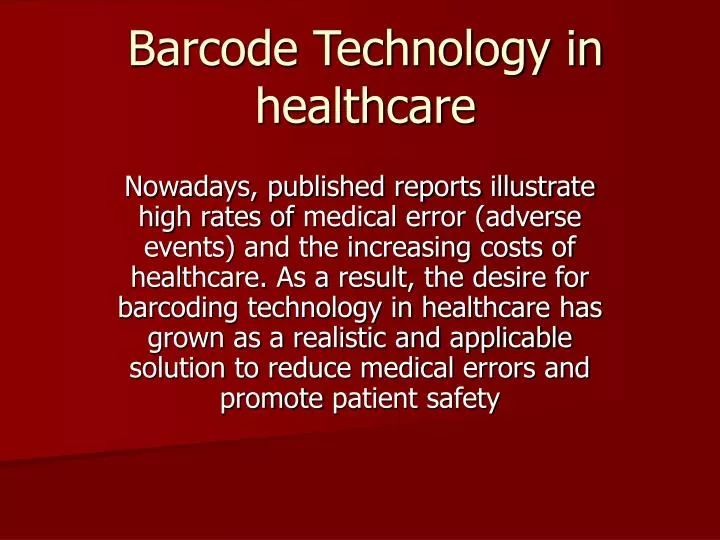 barcode technology in healthcare