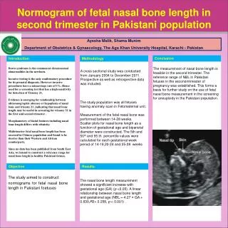 Normogram of fetal nasal bone length in second trimester in Pakistani population