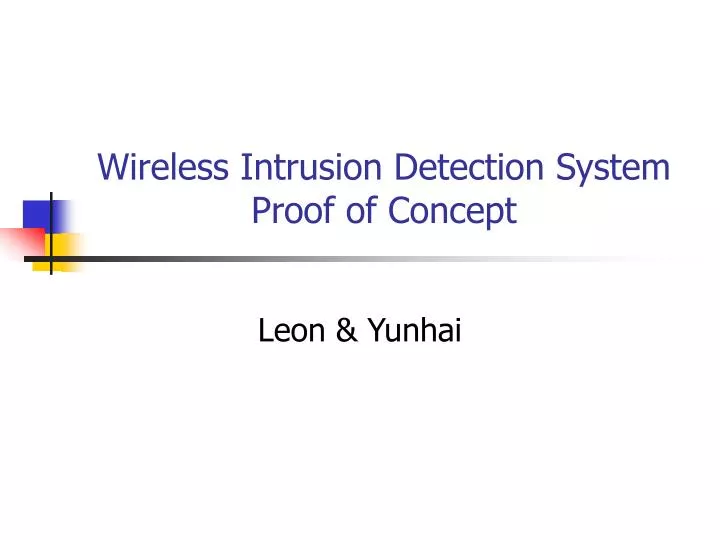wireless intrusion detection system proof of concept