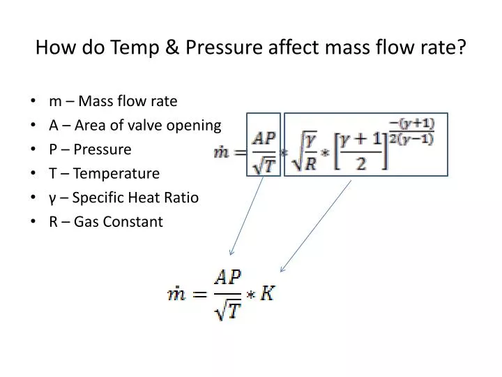 how do temp pressure affect mass flow rate