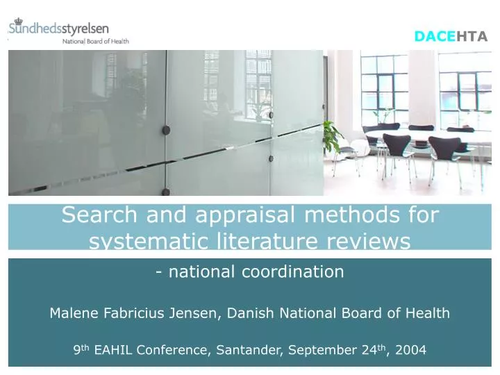 search and appraisal methods for systematic literature reviews