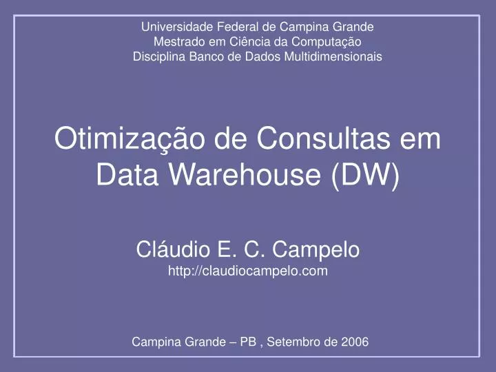 otimiza o de consultas em data warehouse dw