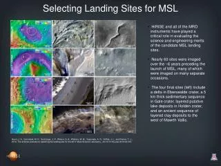 Selecting Landing Sites for MSL