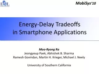 Energy-Delay Tradeoffs in Smartphone Applications