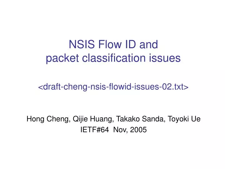 nsis flow id and packet classification issues
