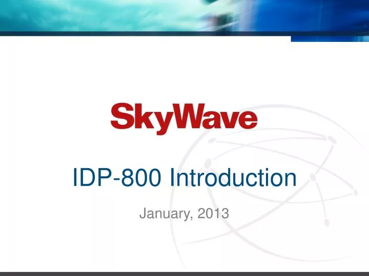 idp 800 introduction