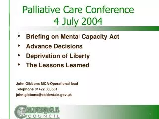 Palliative Care Conference 4 July 2004