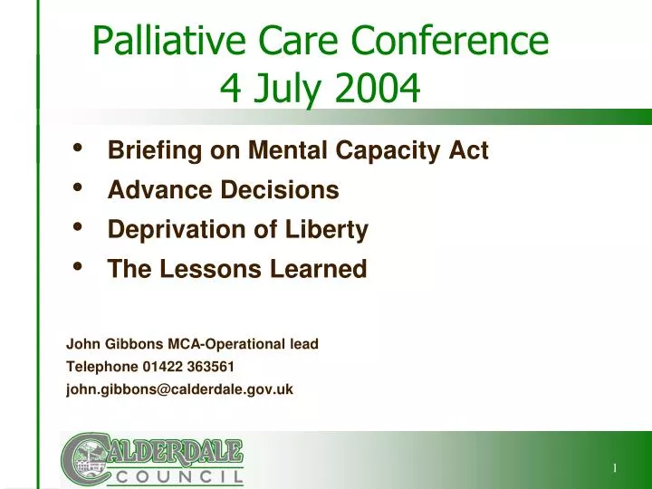 palliative care conference 4 july 2004
