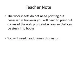Teacher Note