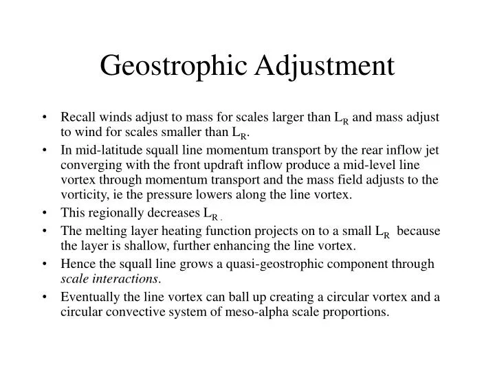 geostrophic adjustment