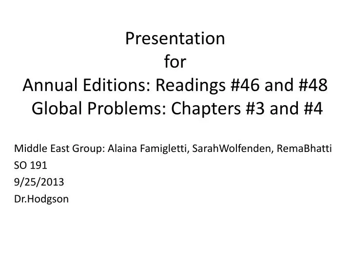 presentation for annual editions readings 46 and 48 global problems chapters 3 and 4