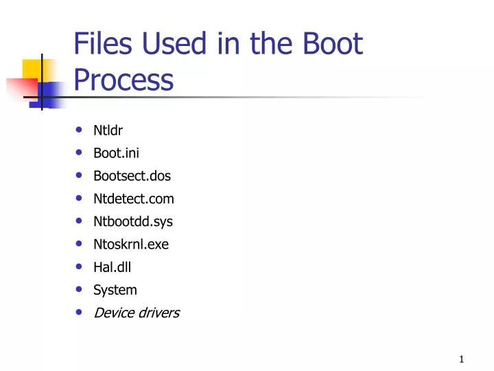 files used in the boot process