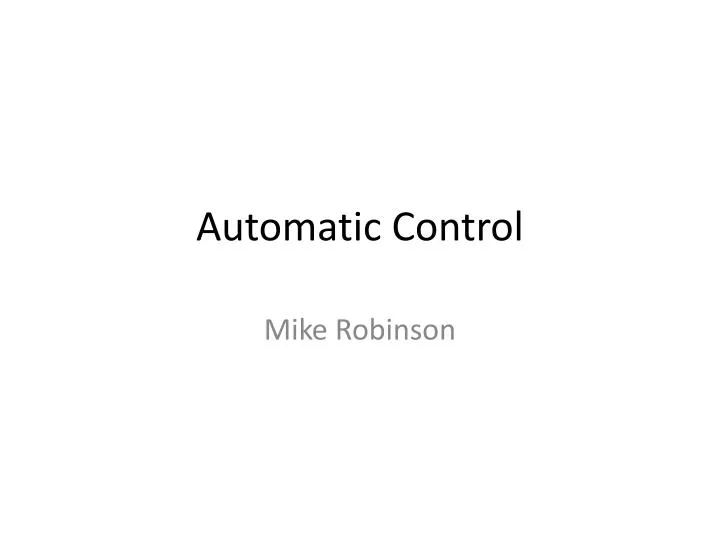 automatic control