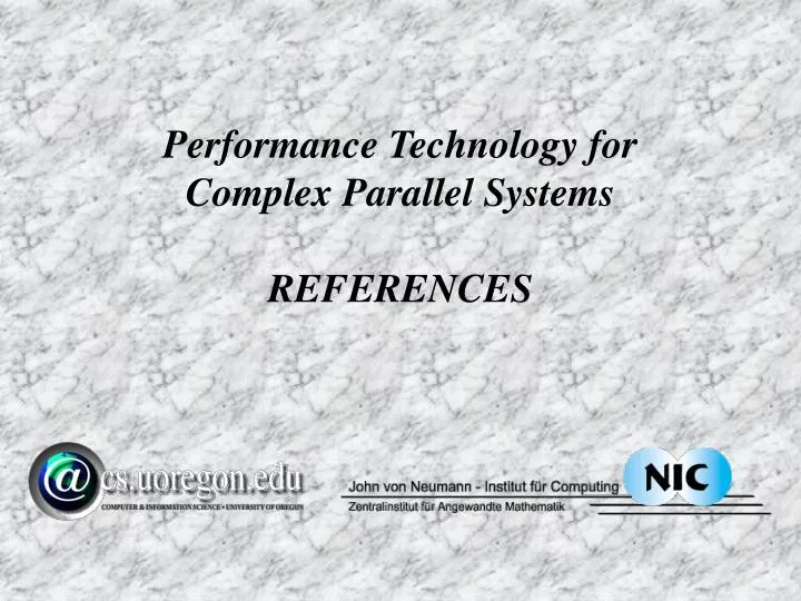 performance technology for complex parallel systems references