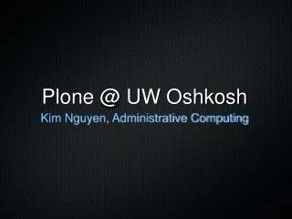 Plone @ UW Oshkosh