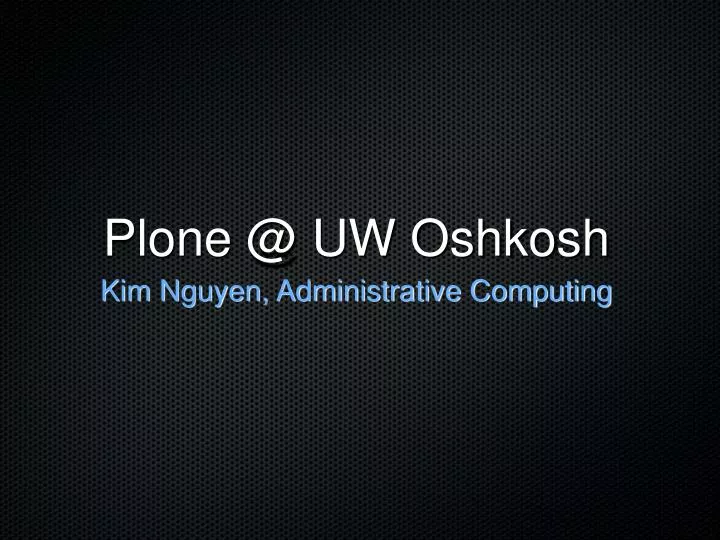 plone @ uw oshkosh