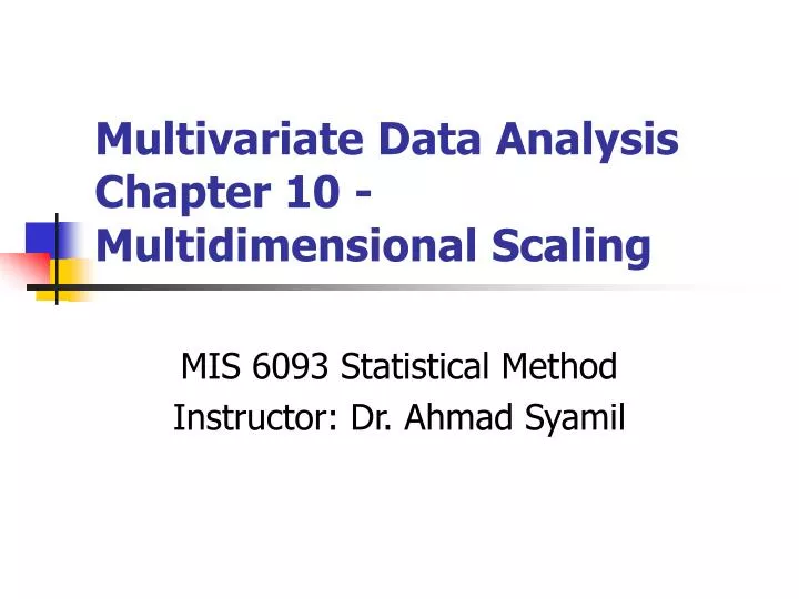 multivariate data analysis chapter 10 multidimensional scaling