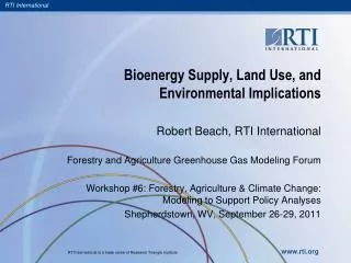 Bioenergy Supply, Land Use, and Environmental Implications