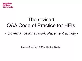The revised QAA Code of Practice for HEIs