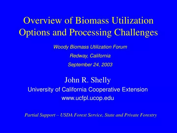 overview of biomass utilization options and processing challenges