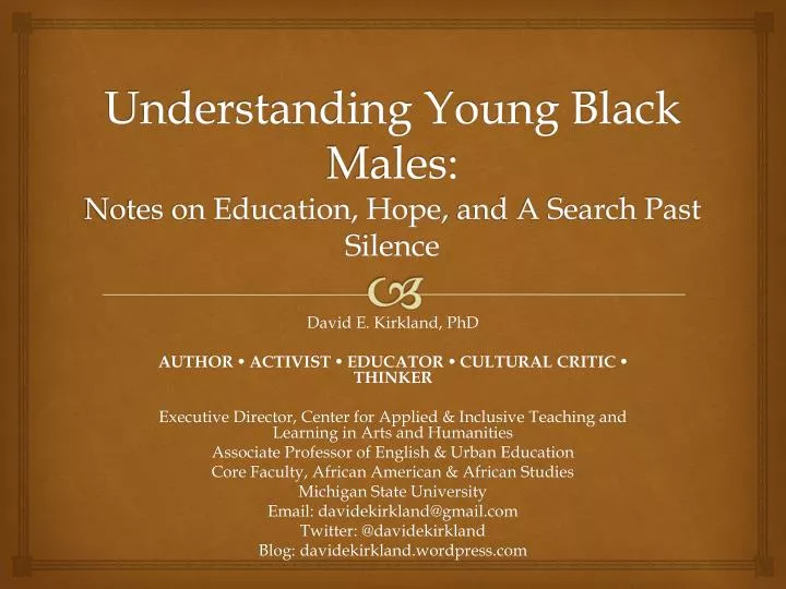 understanding young black males notes on education hope and a search past silence