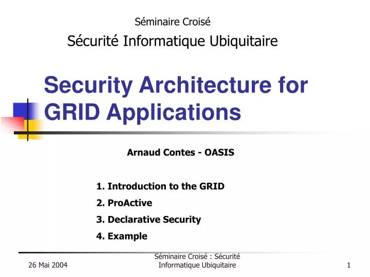 security architecture for grid applications