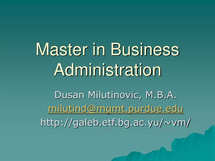 master in business administration