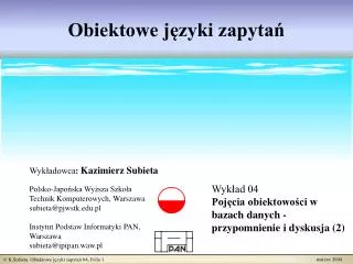 obiektowe j zyki zapyta