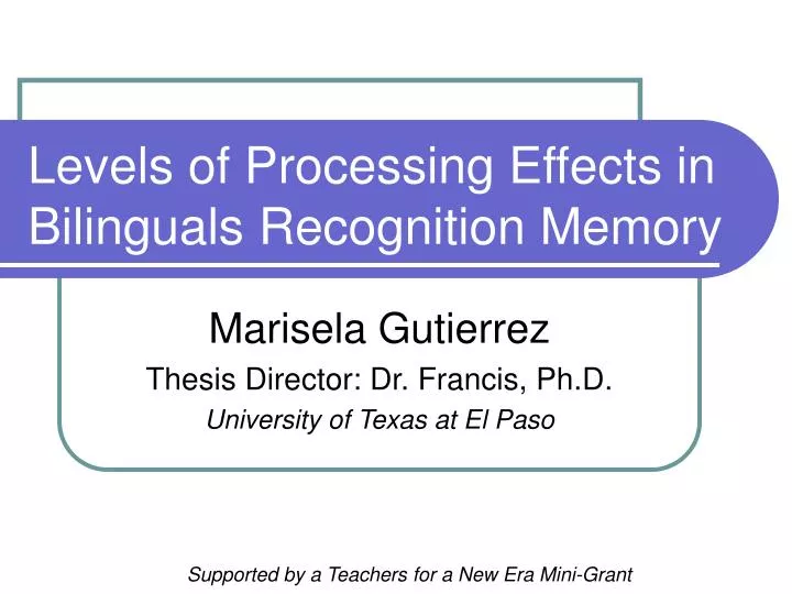 levels of processing effects in bilinguals recognition memory