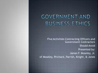 Government and Business Ethics
