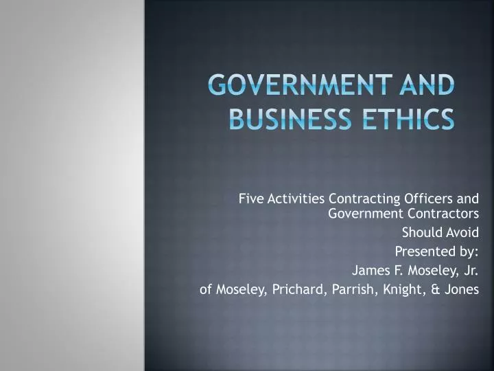 government and business ethics