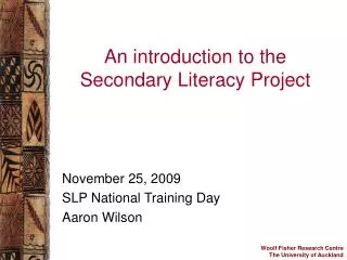An introduction to the Secondary Literacy Project