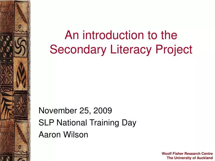 an introduction to the secondary literacy project