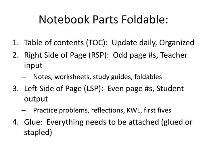 notebook parts foldable