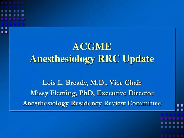 acgme anesthesiology rrc update