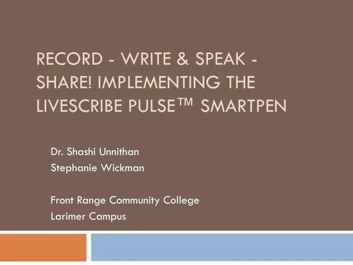 record write speak share implementing the livescribe pulse smartpen