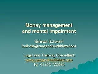 Money management and mental impairment