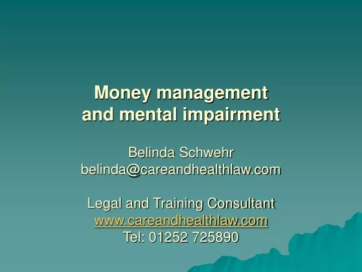 money management and mental impairment
