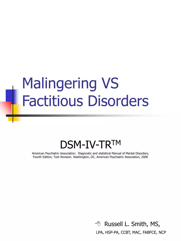 malingering vs factitious disorders