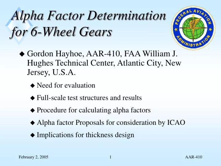alpha factor determination for 6 wheel gears
