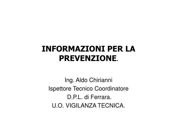 informazioni per la prevenzione