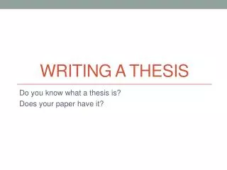 Writing a thesis