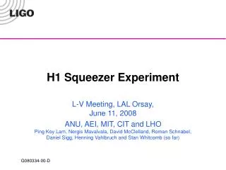 H1 Squeezer Experiment