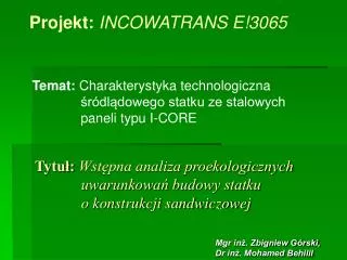 tytu wst pna analiza proekologicznych uwarunkowa budowy statku o konstrukcji sandwiczowej