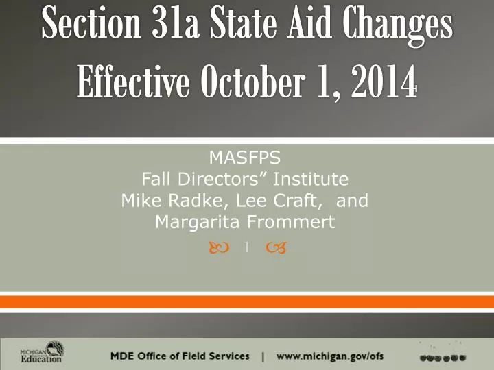 section 31a state aid changes e ffective october 1 2014
