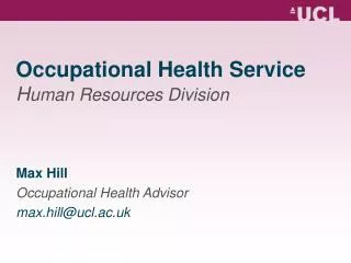 Occupational Health Service H uman Resources Division