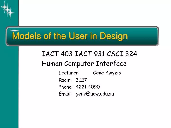 models of the user in design