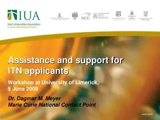 Assistance and support for ITN applicants