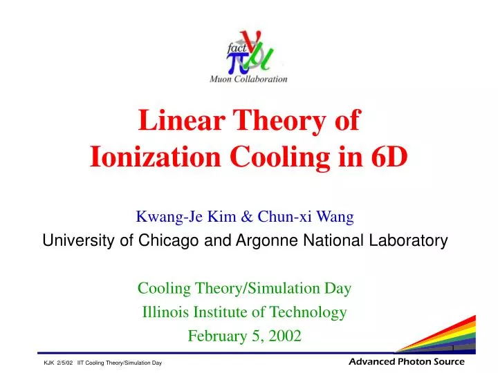 linear theory of ionization cooling in 6d