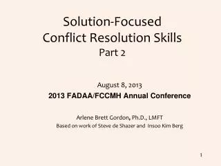 Solution-Focused Conflict Resolution Skills Part 2